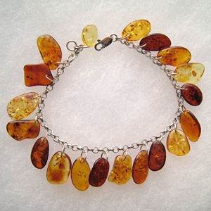 Bracelet ptales d'ambre - bijou ambre et argent